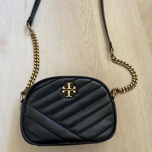 Tory burch Kira crossbody bag quilted black gold